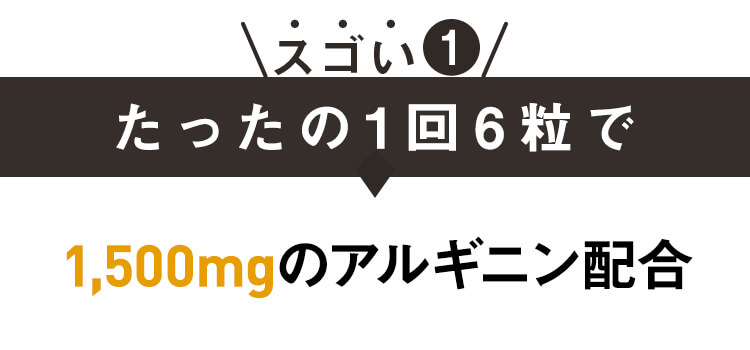 【スゴイ1】たったの1回6粒で1,500mgのアルギニン配合