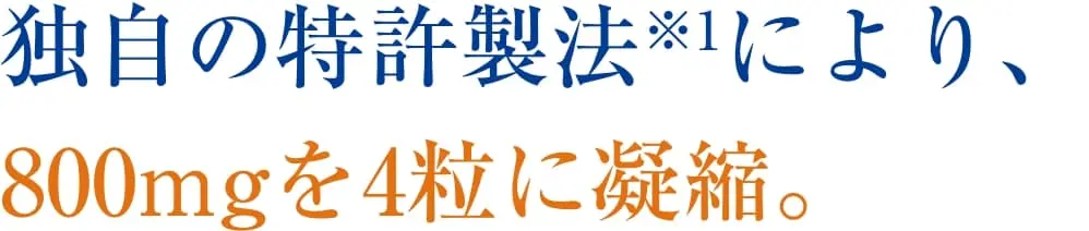 独自の特許製法※1により、800mgを4粒に凝縮。