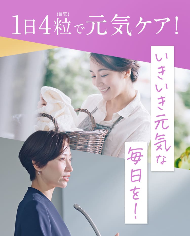 1日4粒(目安)で、夜まで元気! 朝からスッキリ!