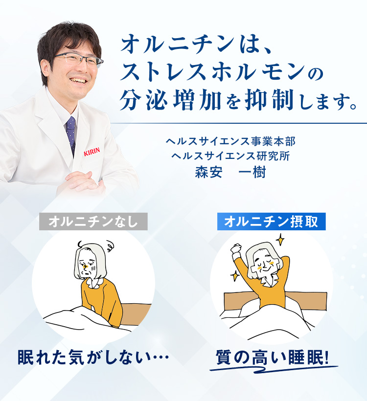オルニチンは、ストレスホルモンの分泌増加を抑制します。