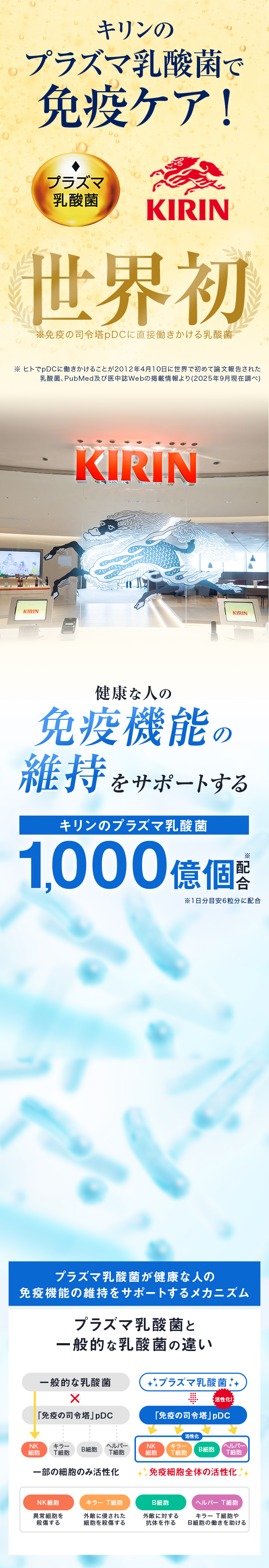キリンのプラズマ乳酸菌で免疫ケア！世界初