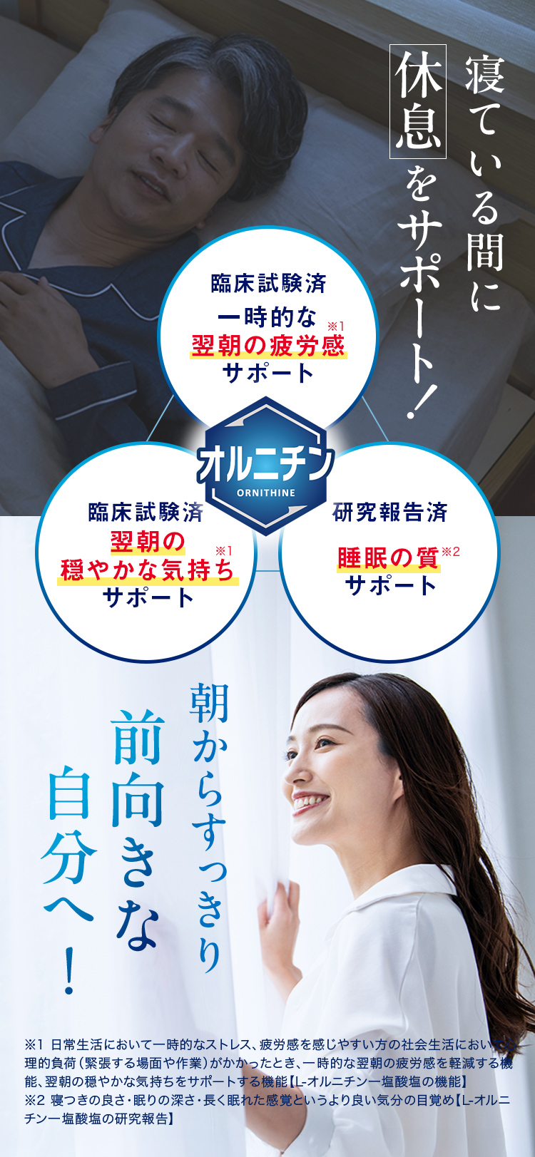 寝ている間に休息をサポート 朝からすっきり前向きな自分へ